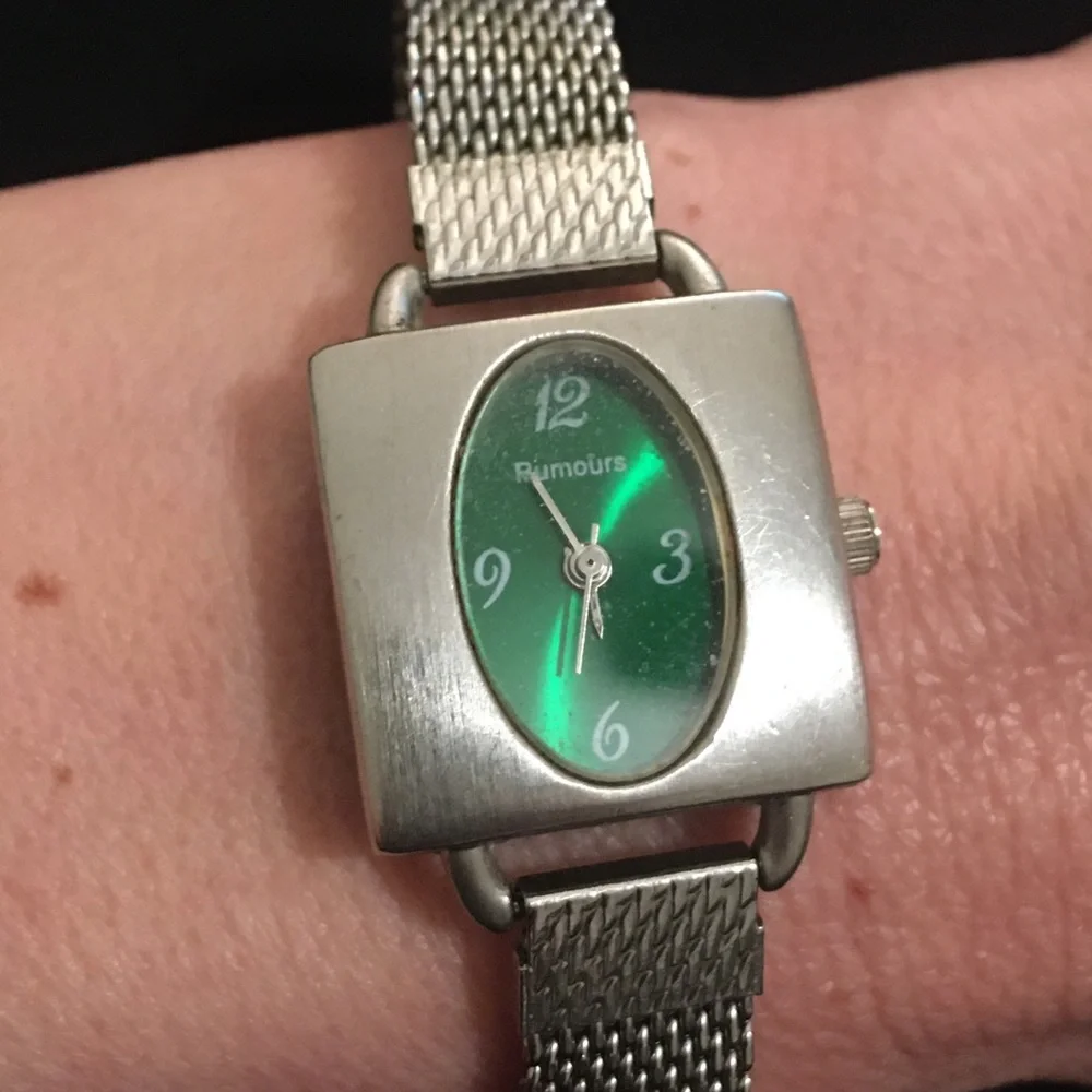 Rumours Vintage Green Face Silver Tone Wrist Watch
